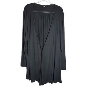 J Jill Black Stretch Cardigan Womens 2X Duster Long Sleeve Button Pocket
